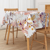 Lofaris Pink and Yellow Floral Tablecloth with Green Leaves for Spring Summer Garden Party Decorations
